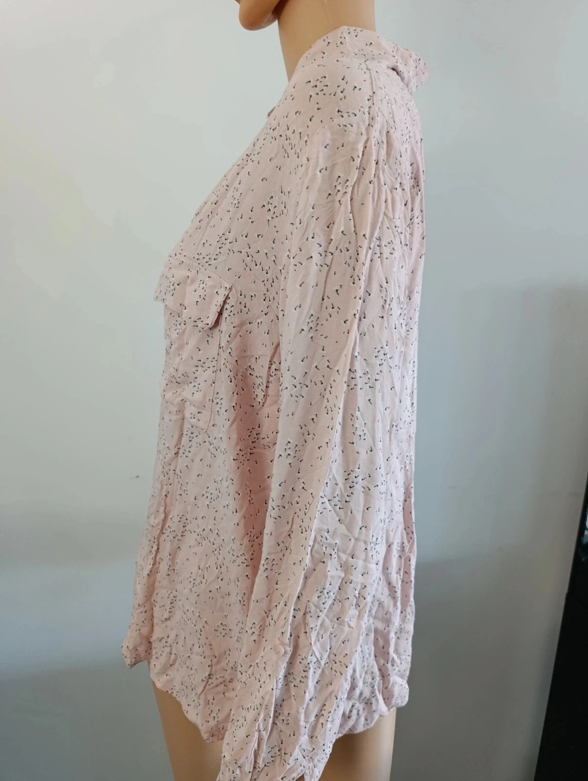 Camaêbu powder pink printed blouse shirt for women size 44 long sleeves fluid – photo 5